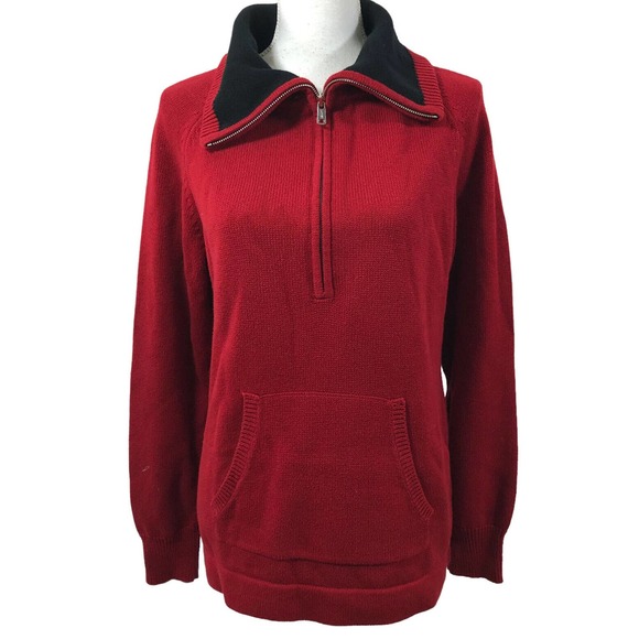 Ralph Lauren Jeans Co Woman’s XL Half Zip Red Turtleneck Pullover Cotton Sweater - Picture 1 of 8